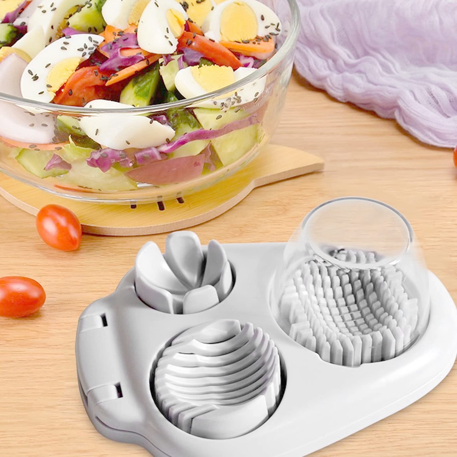 OUKENS Egg Dicer, Egg Chopper, 3 Slicing Modes Egg Slicer, Hard Boiled Egg Cutter Kitchen Cutter for Decoration Salad Sandwich