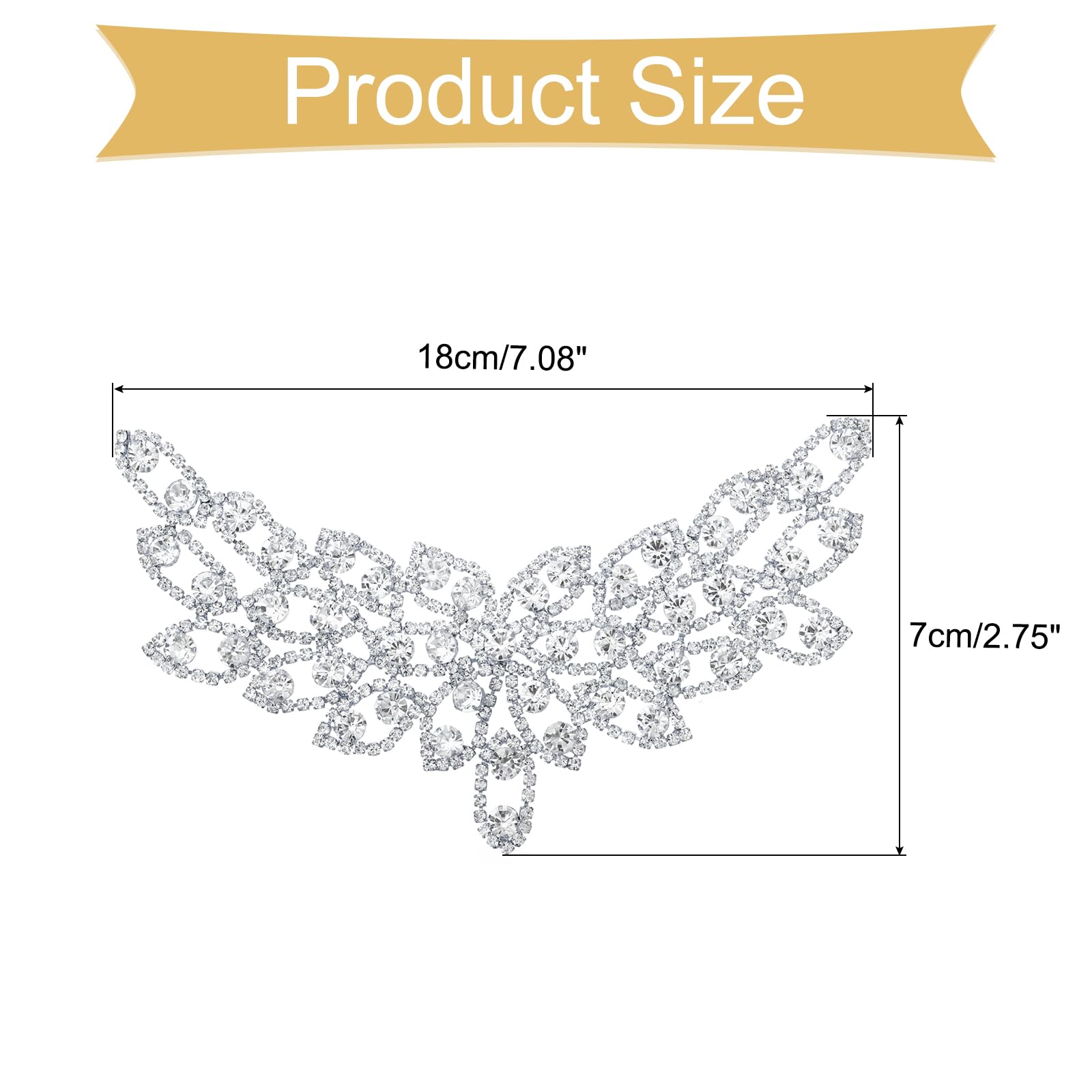 QUARKZMAN Strass Cristallo Applique, Decorazione Abito Sposa per Accessori Manuali Fai-Da-Te Donna, Cucire Applicazione Gioielli con Strass Cintura Bianca ABito Sposa, Argento