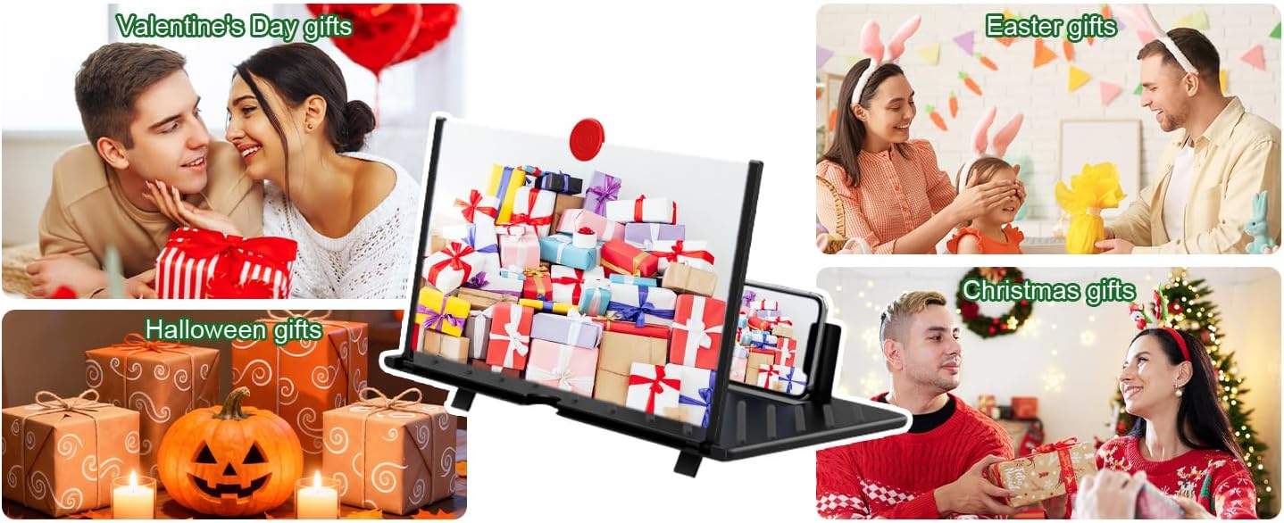 20" Screen Magnifier for Cell Phone, Mobile Phone 3D HD Magnifying Projector Screen Enlarger for Movies, Videos and Gaming, Foldable Phone Stand with Screen Amplifier,Compatible with All Phones