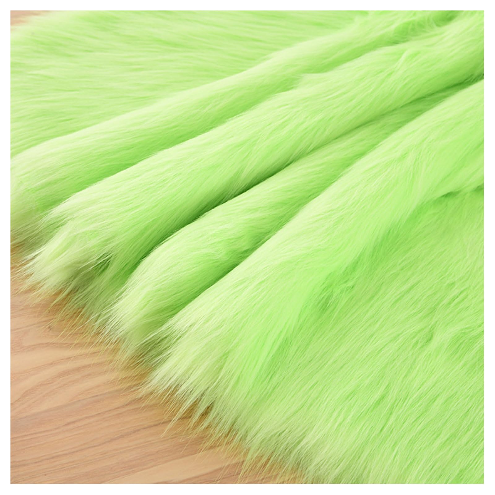Aitaf Light Green1 Long Pile Faux Fur Fabric, Fluffy Decorative Fake Fur Material, 5Cm Soft Plush Faux Imitation Fur Material For Fancy Dressed, Costume, Cosplay, Gnome Beards, Art Crafts, Fursuit, 50X50cm(Color:light G