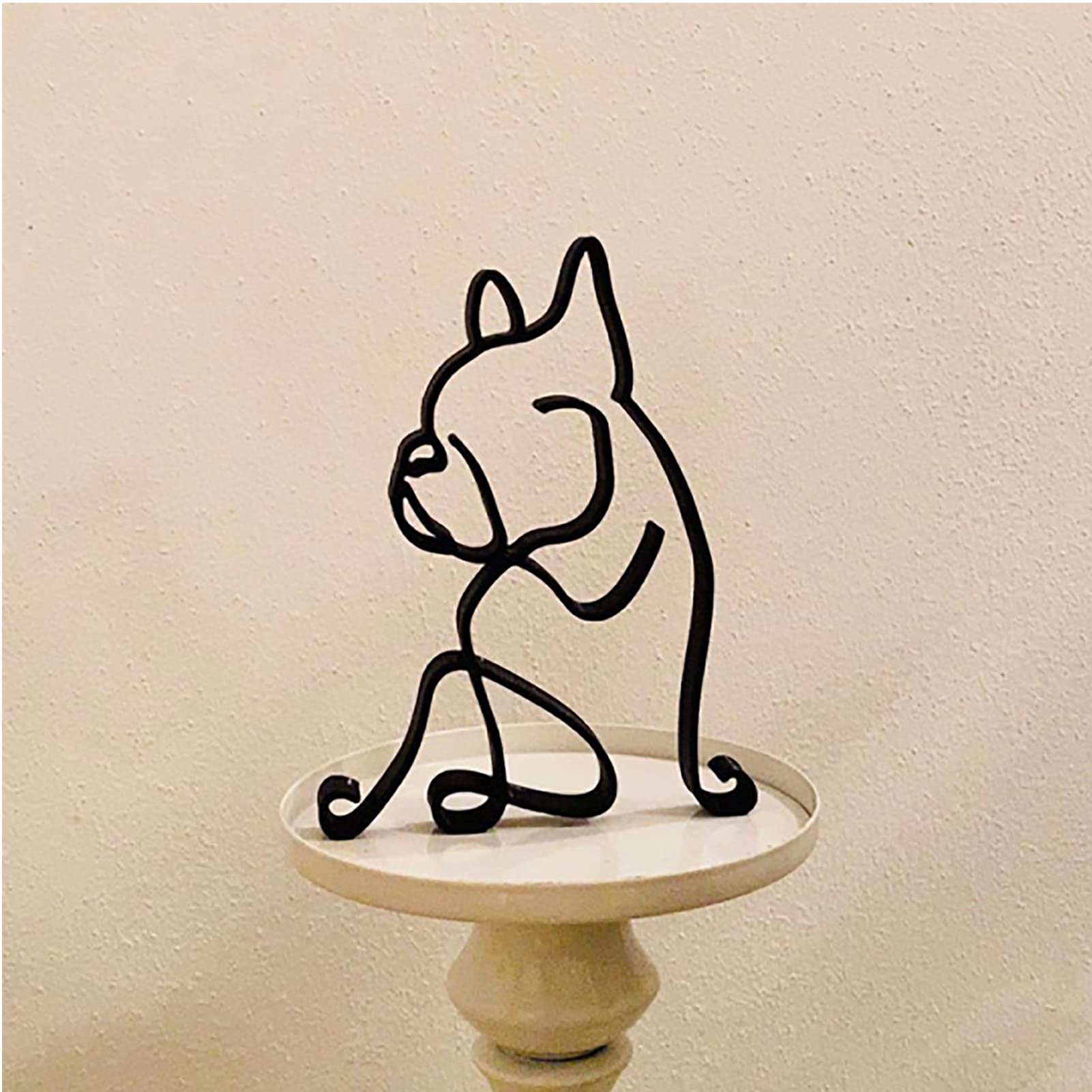 kolymax Metal Dog Minimalist Art Wall Sculpture, Abstract Metal Wire Geometric Dog Line Drawing Art Statue, black, 10.6*14.2CM - Image 2