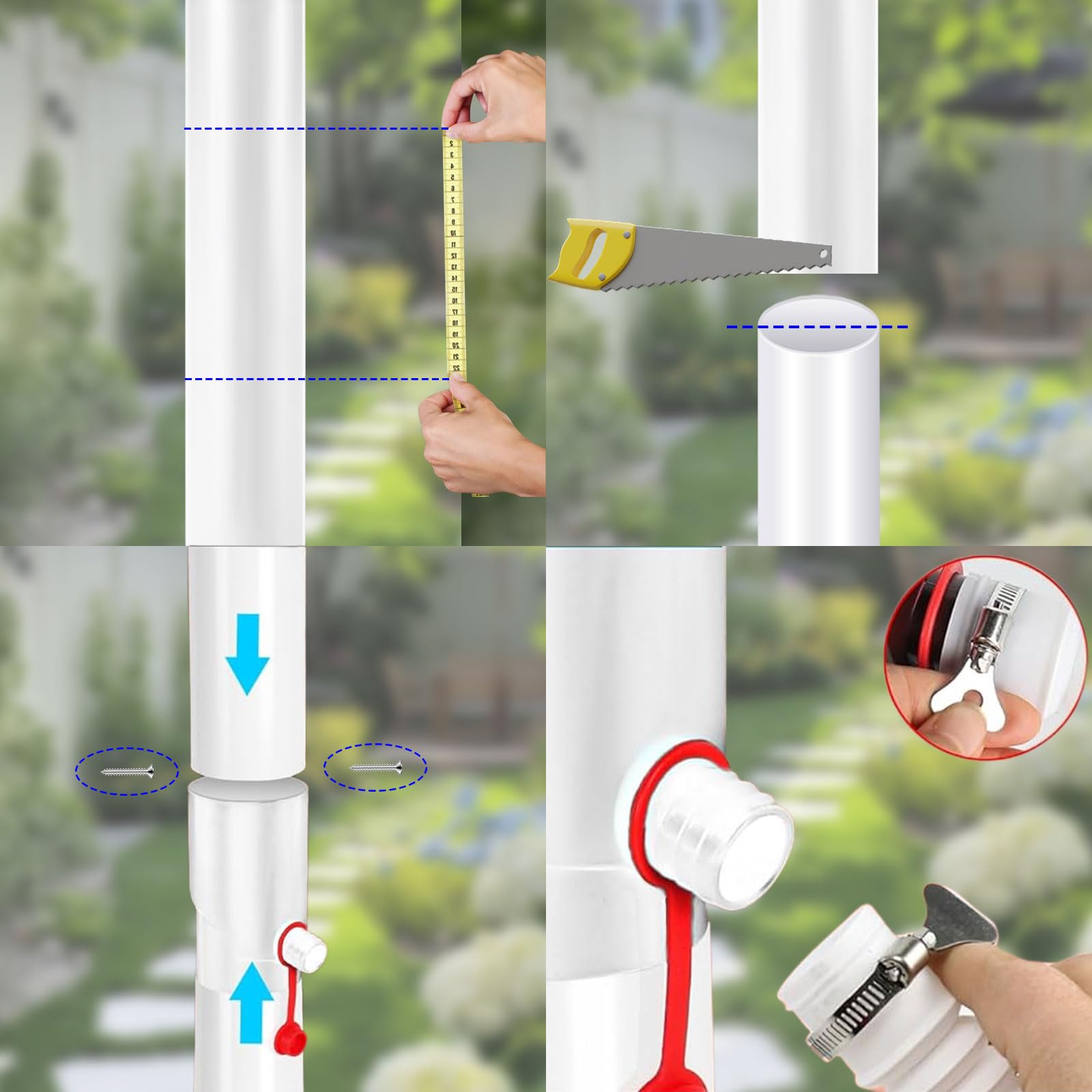 Recolector de Agua de Lluvia para Bajantes de 100mm, Desviador con Tubo Telescópico y Tapón de Cierre, Sistema de Recogida de Agua para Riego de Jardín, Anticongelante