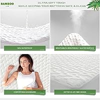 Vista 4 de GRT Protector de colchón de bambú impermeable tamaño Queen Funda de colchón de fibra de aire 3D transpirable ultra suave silenciosa 8-21 pulgadas