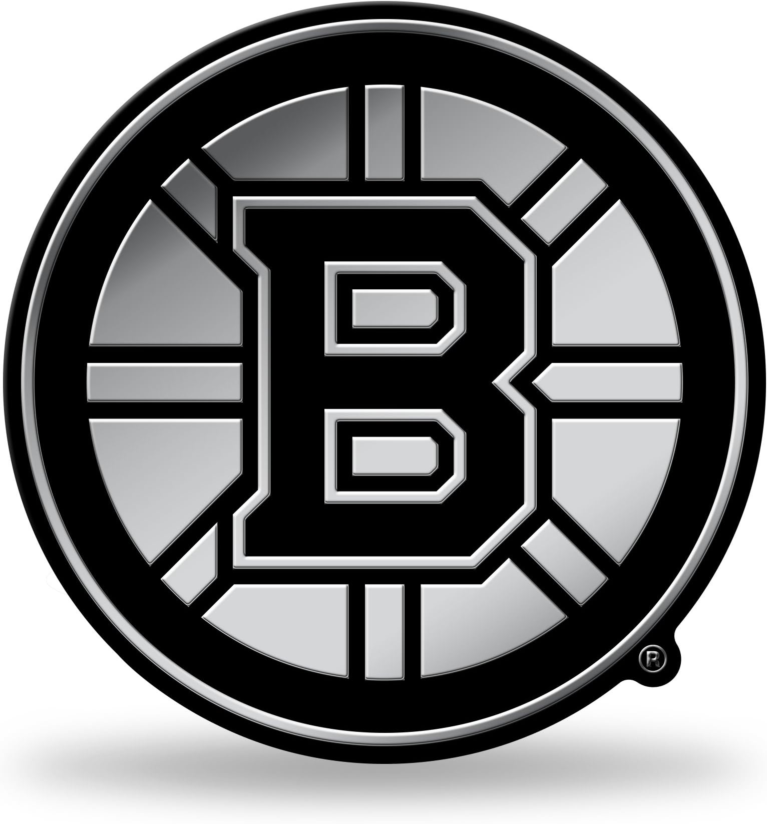 Rico Industries NHL Boston Bruins Chrome Finished Auto Emblem 3D Sticker, Silver