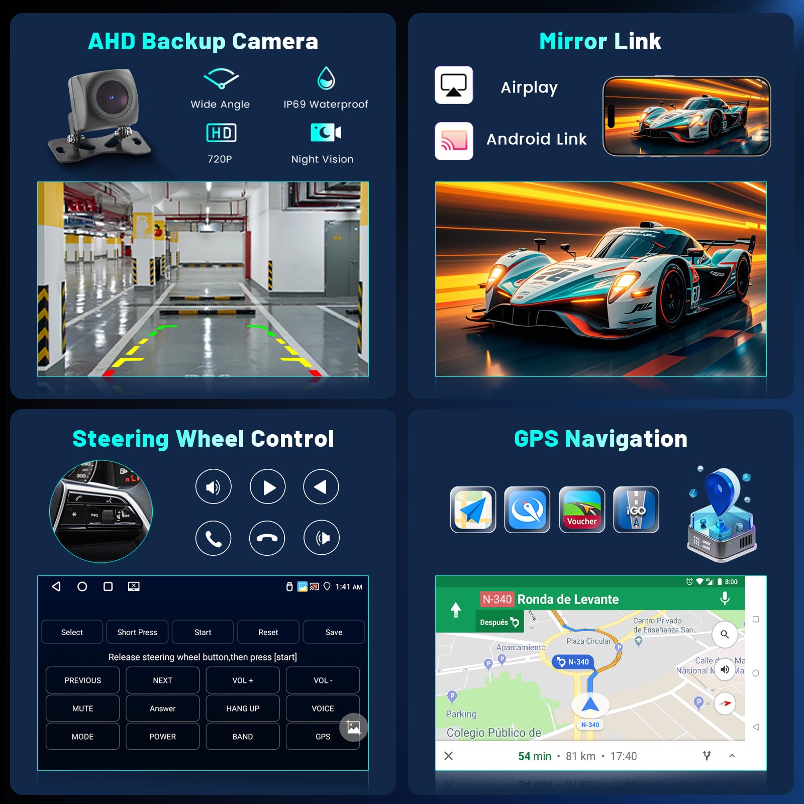 4+64G 8" Radio para VW Golf 5 Golf 6 Polo Skoda Passat Tiguan Touran | Wireless Autoradio 2 DIN GPS Navi Bluetooth 5.0 5G WiFi FM/RDS Cámara Trasera Control del Volante 4+64G