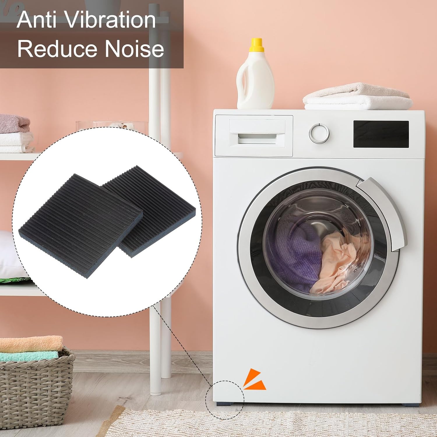 HARFINGTON 4pcs Rubber Anti Vibration Pads 6" x 6" x 7/8" Isolation Vibration Absorbing Pad Damping Mat Anti-Skid Noise with EVA Center for Air Compressor Conditioner Treadmill Washer