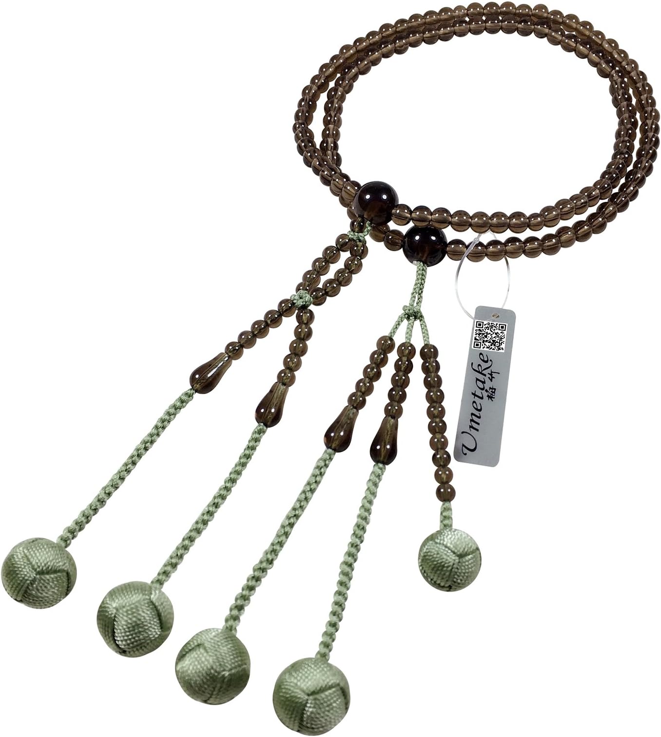 buddhist nichiren prayer beads juzu senior plastic maroon craystal and lightgreen woven balls ojuzu bag free of charge