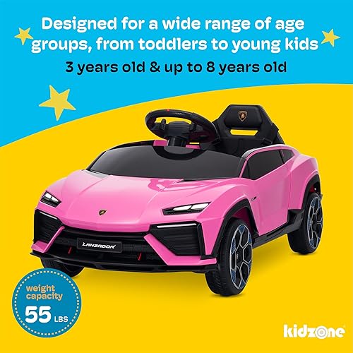 Miniatura 6 de Kidzone Auto eléctrico para niños 12V licencia Lamborghini Aventador SV auto deportivo a batería juguete 2 velocidades control parental sistema de