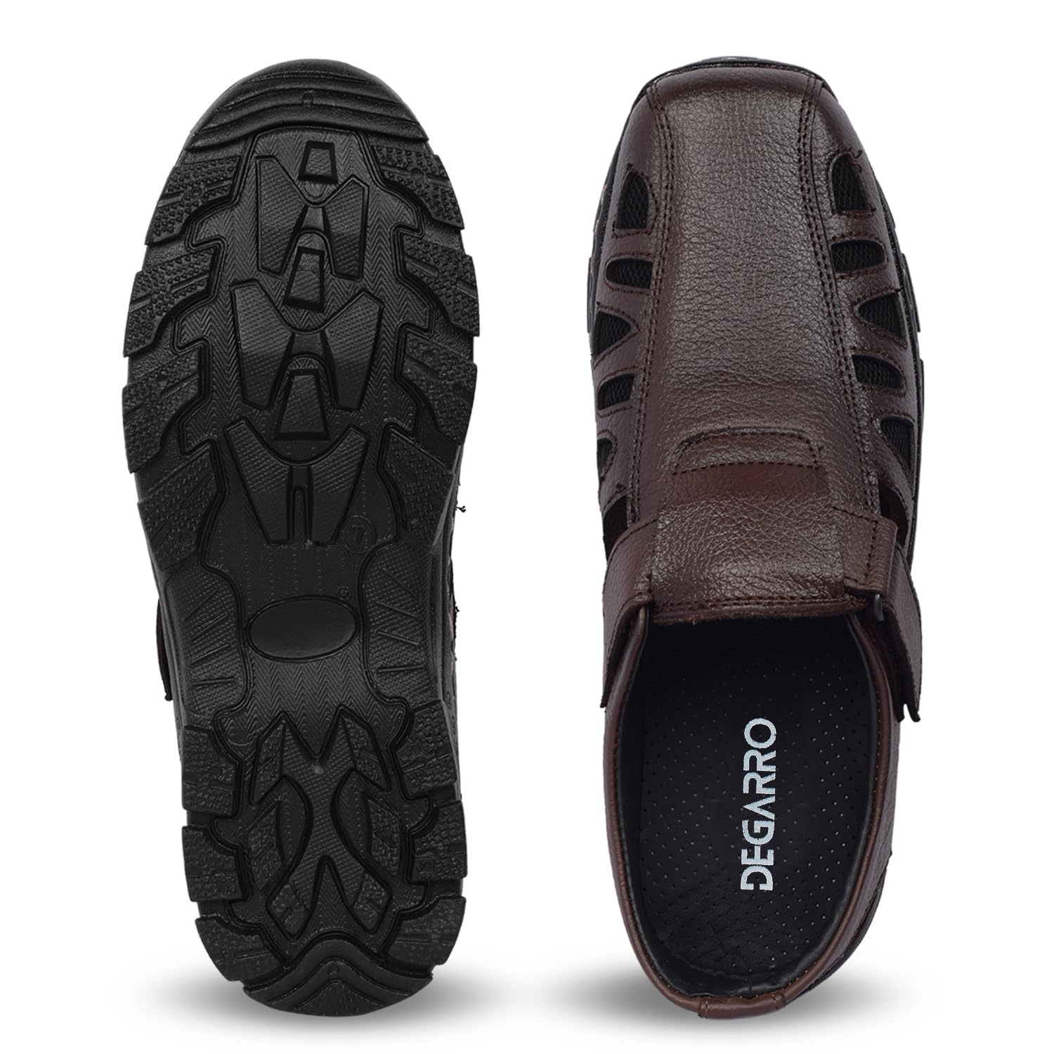 DEGARRO Leather Men’s Sandals – Stylish and Comfortable Casual Footwear | Durable and Lightweight | Anti-Slip Sole |(Brown, UK Footwear Size System, Adult, Men, Numeric, Medium, 6) 3
