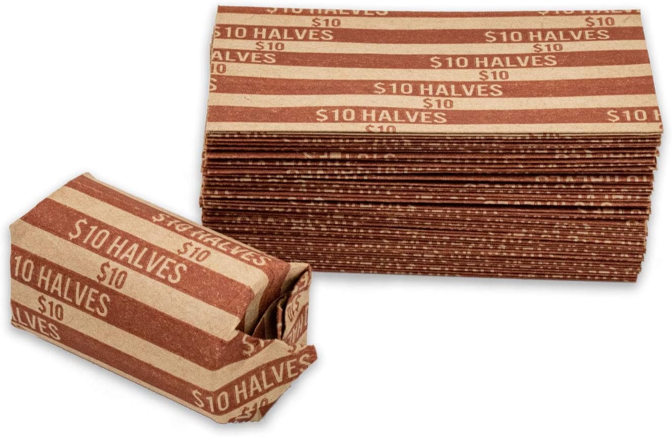Half Dollar Coin Wrappers, 1,000 Flat Striped Coin