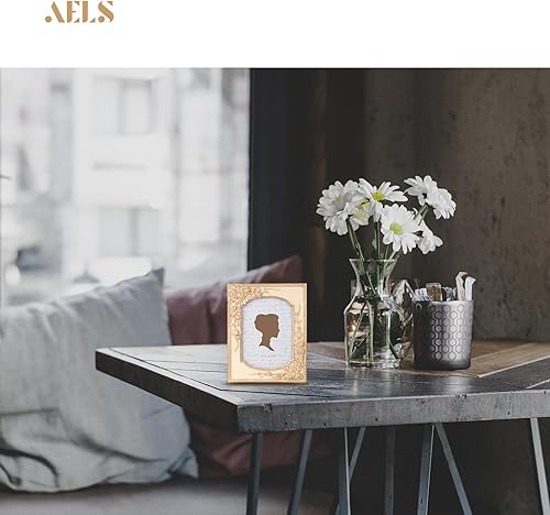 Miniatura 7 de AELS Marco de fotos vintage de 5 x 7 pulgadas, elegantes marcos de fotos antiguos con parte frontal de cristal, pantalla de fotos, colgar en la