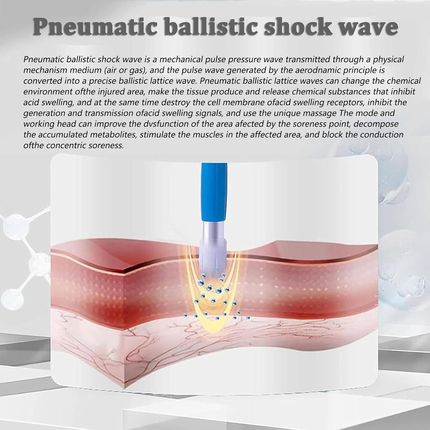 Shockwave Therapy Machine Professional,0.5-8 Bar Shockwave Therapy Device Pain Relief,Muscle Pain Relief Massager,Non-Invasive No Side Effects,Blue