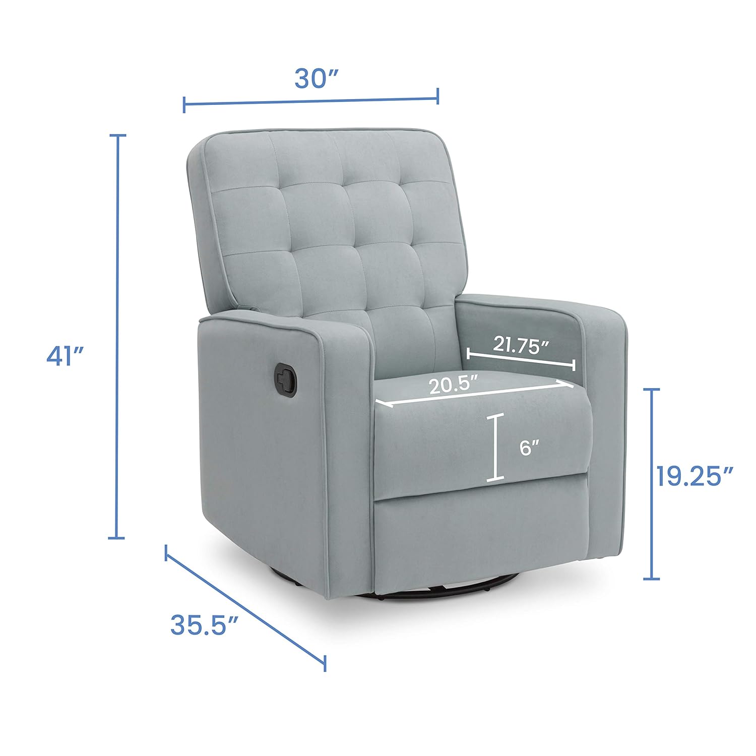 Delta Children Gavin Recliner Glider Swivel Chair Featuring LiveSmart Fabric by Culp - Stain-Resistant, Repels Moisture, Kid & Pet-Friendly Fabric, Mist : Home & Kitchen