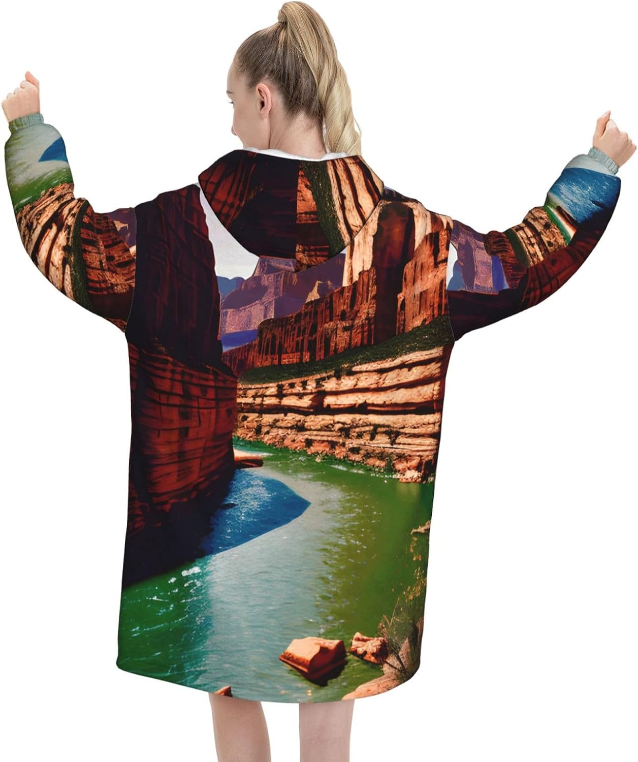 Grand Canyonprint Oversized Hoodie Blanket, Super Soft Warm Comfortable Hoodie, Wearable Blanket Adult