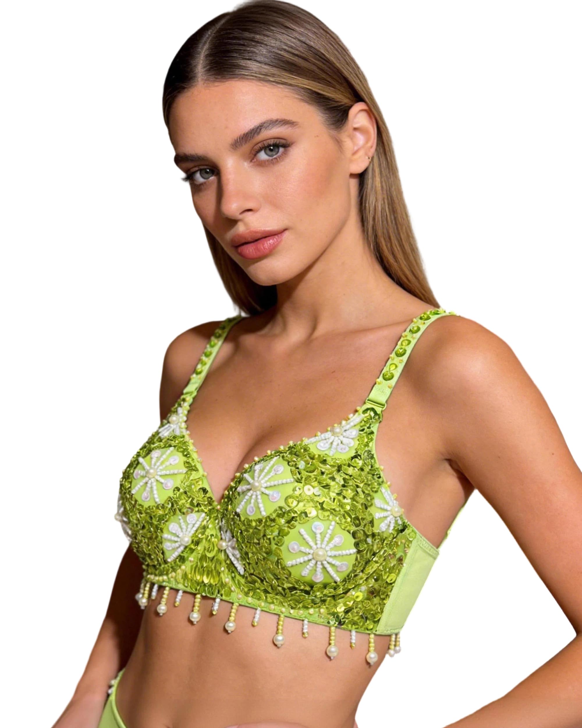 ROYAL SMEELA Reggiseno con Paillettes da Donna,Top Paillette per Danza del Ventre,Festival,Rave