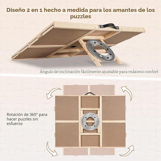 Foto 2 de 6 de 1500 piezas 2 en 1 tablero de rompecabezas inclinable y giratorio para adultos