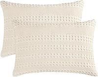 Vista 30 de PHF Fundas de almohada con tejido de gofre de 24" x 24", paquete de 2, funda de almohada cuadrada 100% algodón para decoración de ropa de cama, sin
