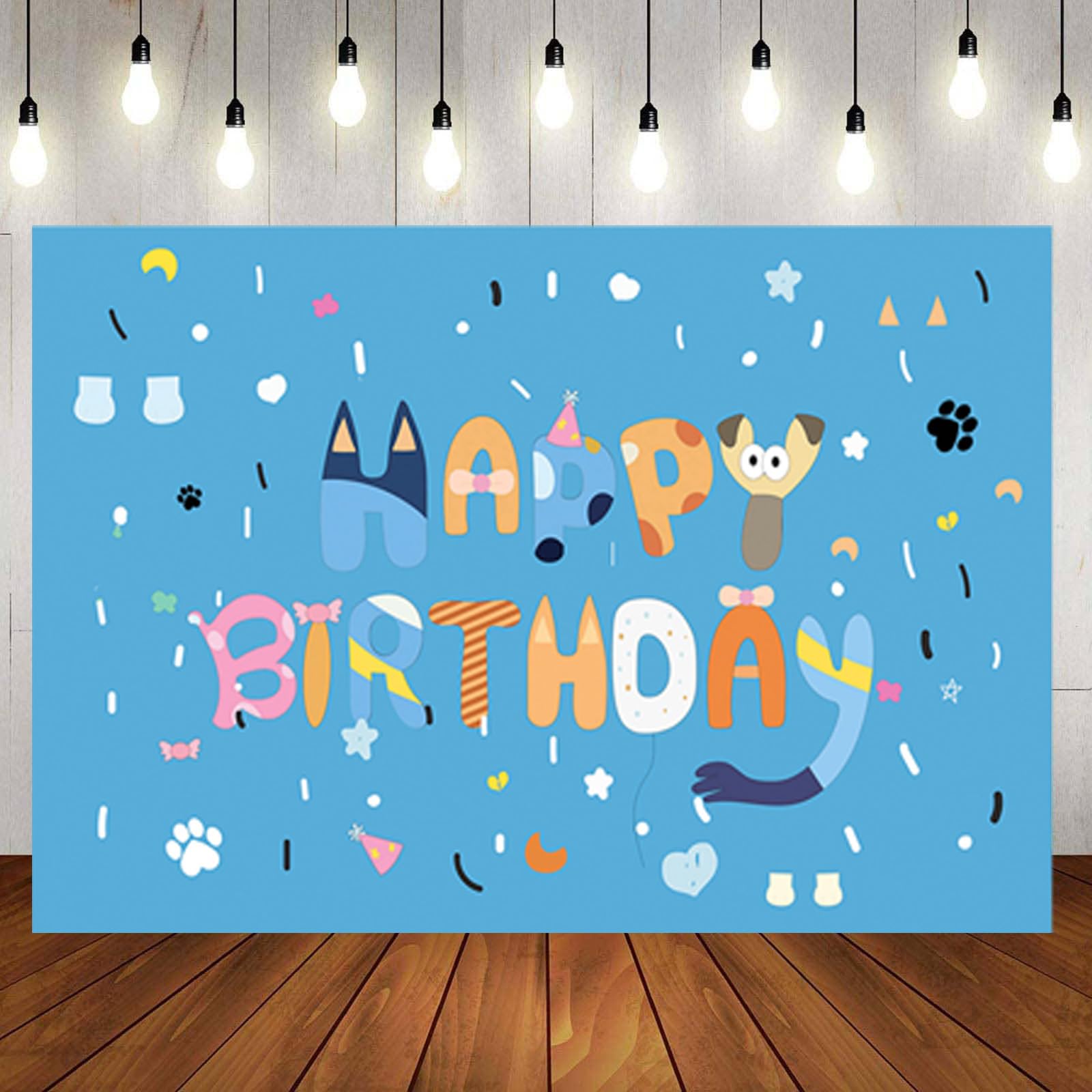 Blue Dog Birthday Party Decorations and Supplies 60inX40in Photo Backdrop for Boy Girl Baby Shower Kids Bedroom Wall Decor