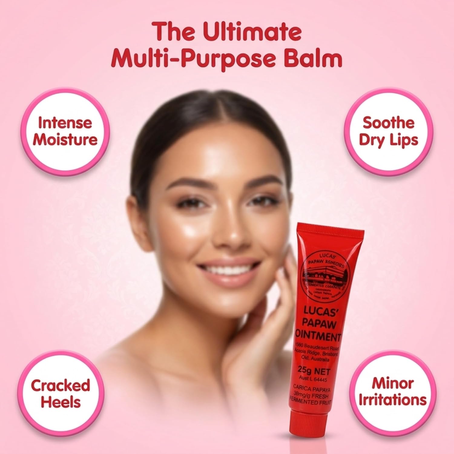 Lucas' Papaw Ointment 0.9 oz (25 g) Tube Moisturizing Cream with Papaya Natural Ingredients [Parallel Import] (2 Pieces) | Papaya Moisturizing Cream for Lips & Skin, Multi-Purpose Skin Care Ointment, Travel Size