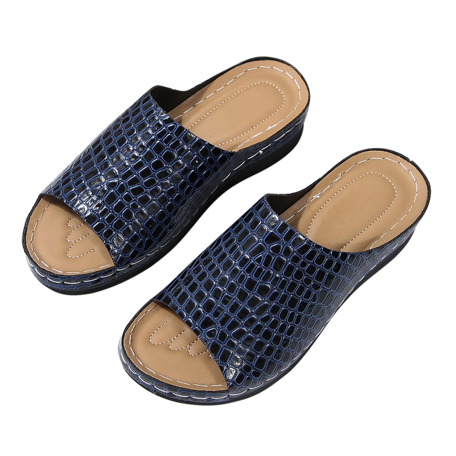 Womens Cushion Slides Sandal Open Toe Comfortable Rubber Sole Casual Summer Sandals Casual Beach Vacation Shoes