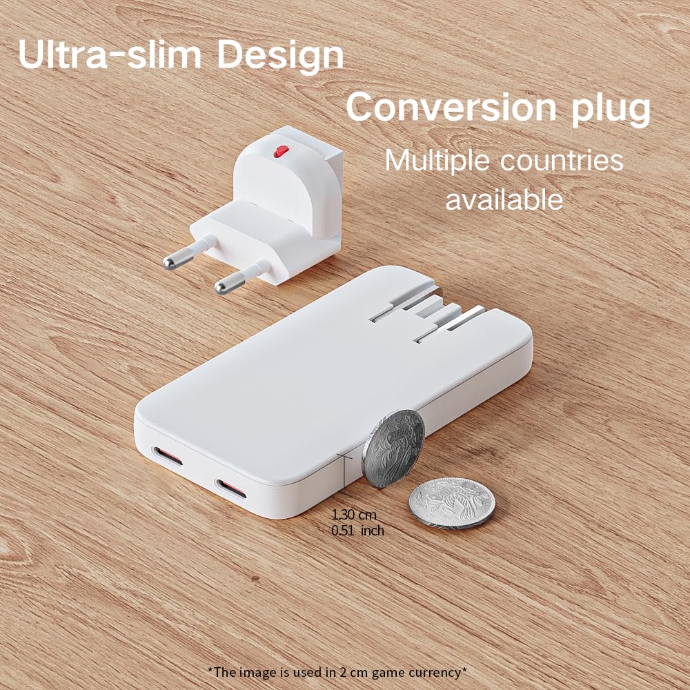 Ładowarka USB C 45W, płaska ładowarka ścienna USB, ultracienki zasilacz do iPhone'a 14 15 16 17 Pro/Max Samsung Galaxy, szybkie zasilanie PD z USB-C USB-A (2*USB-C)