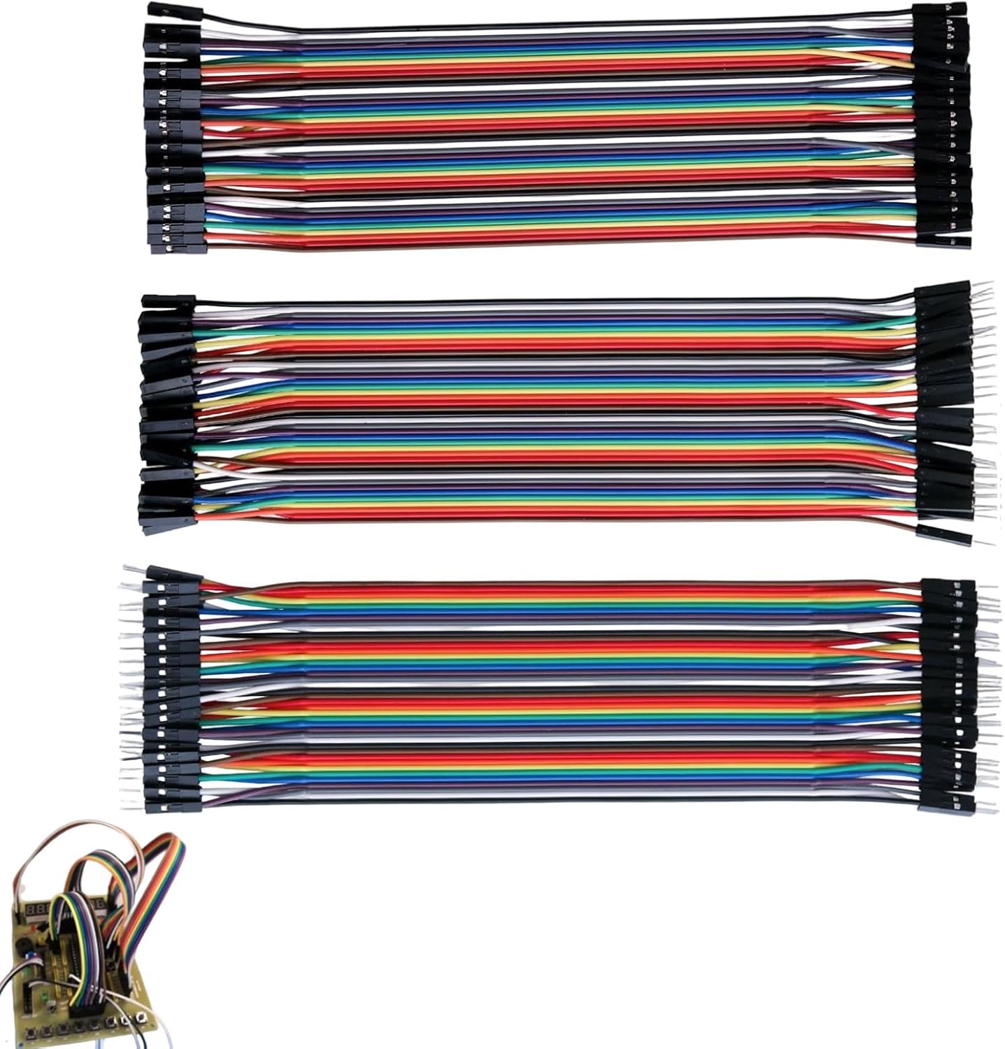 120Pcs Multicolor Wire Kit - 40pin Male to Female, 40pcs Male to M, 40pin Female to F, Compatible with Arduino, Breadboard