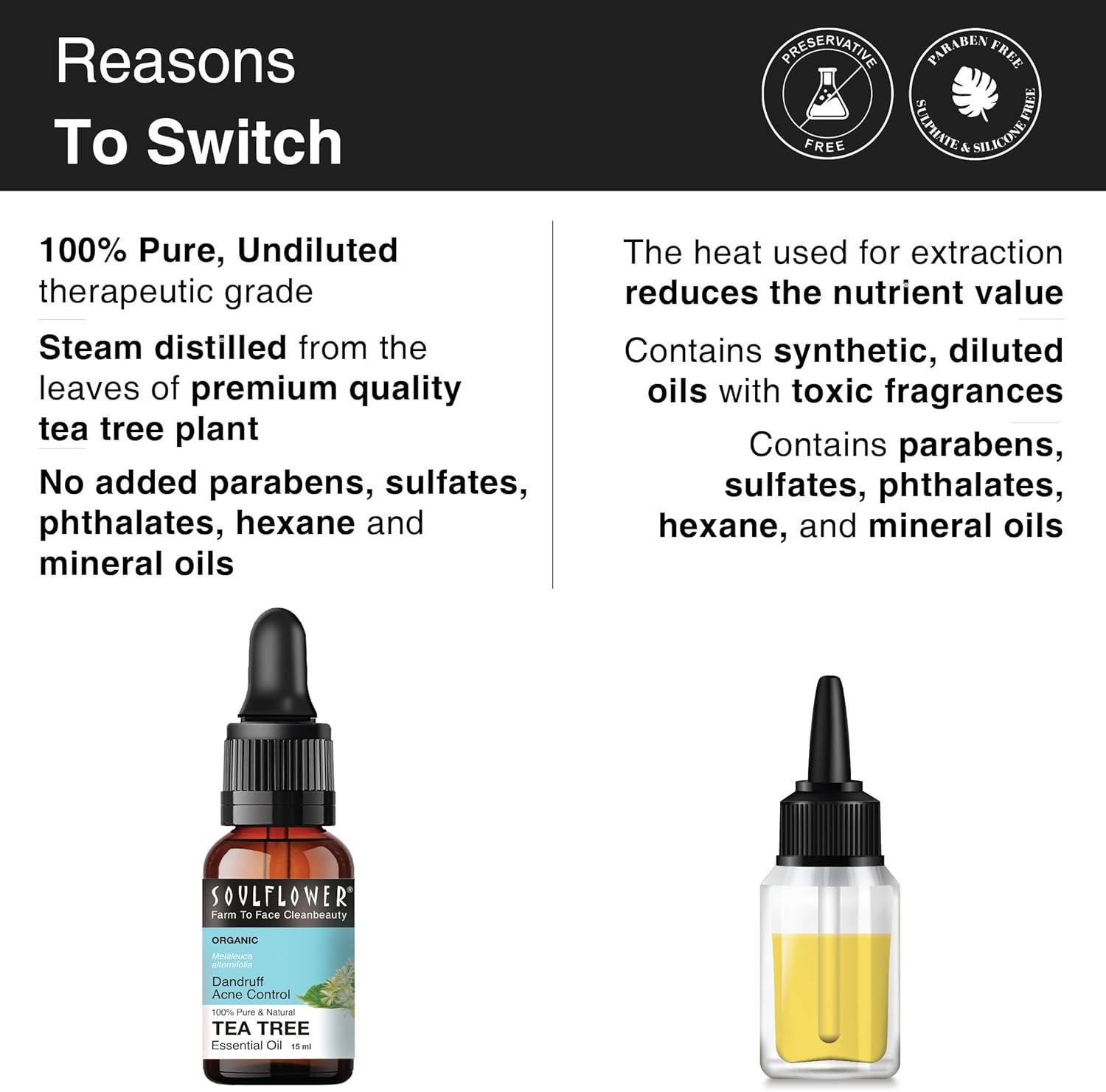 Soulflower Tea Tree Essential Oil 100% Pure, Undiluted, Natural & Organic for Skin, Hair, Pimples, Acne, Dandruff - Premium Essential Oil Certified by Ecocert