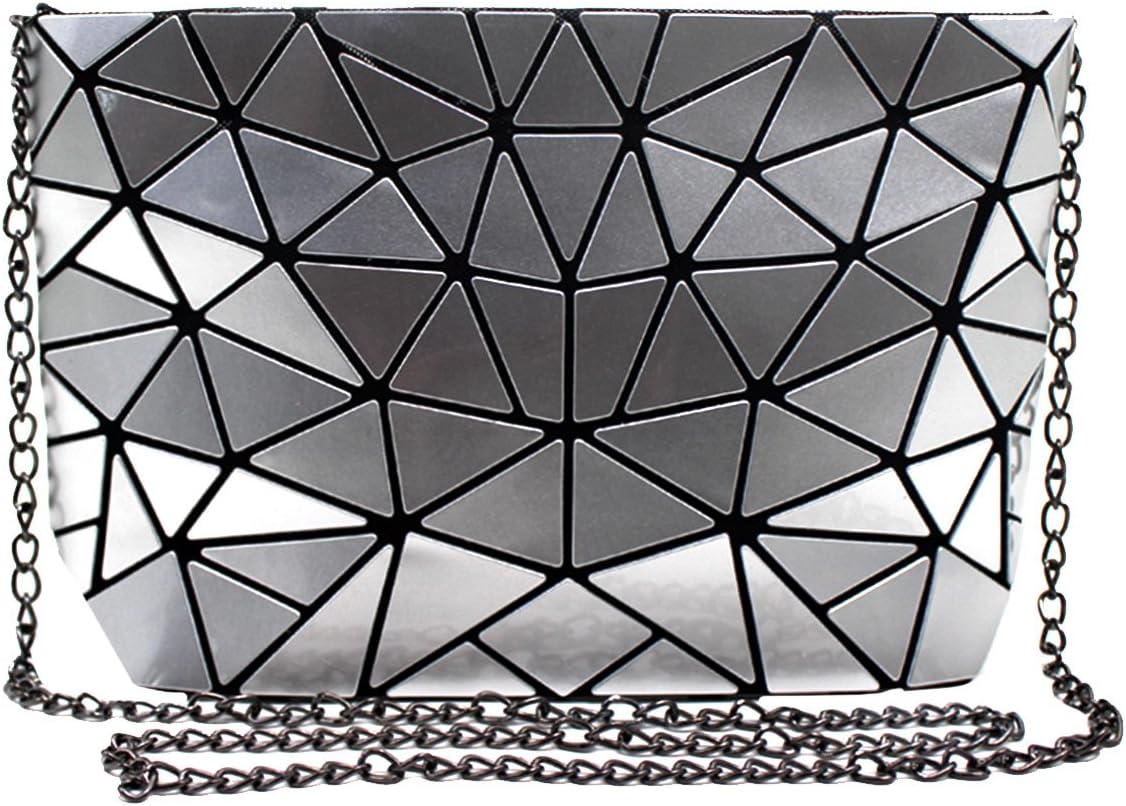 Fashion Holographic Laser Shoulder Bag Geometric Envelope Clutch Chain Crossbody Purse