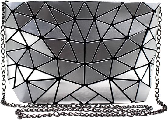 Goclothod Fashion Holographic Laser Shoulder Bag Geometric Envelope Clutch Chain Crossbody Purse