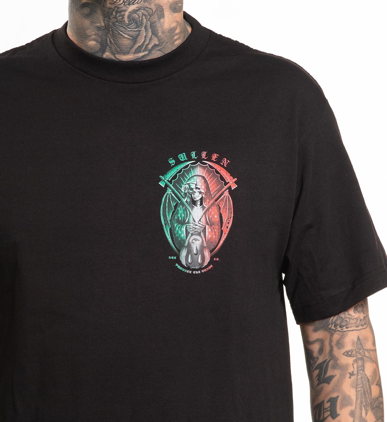 Sullen Men's De La Muerte Mex Tattoo Lifestyle Graphic Standard Day of The Dead Capsule Short Sleeve Tee Black