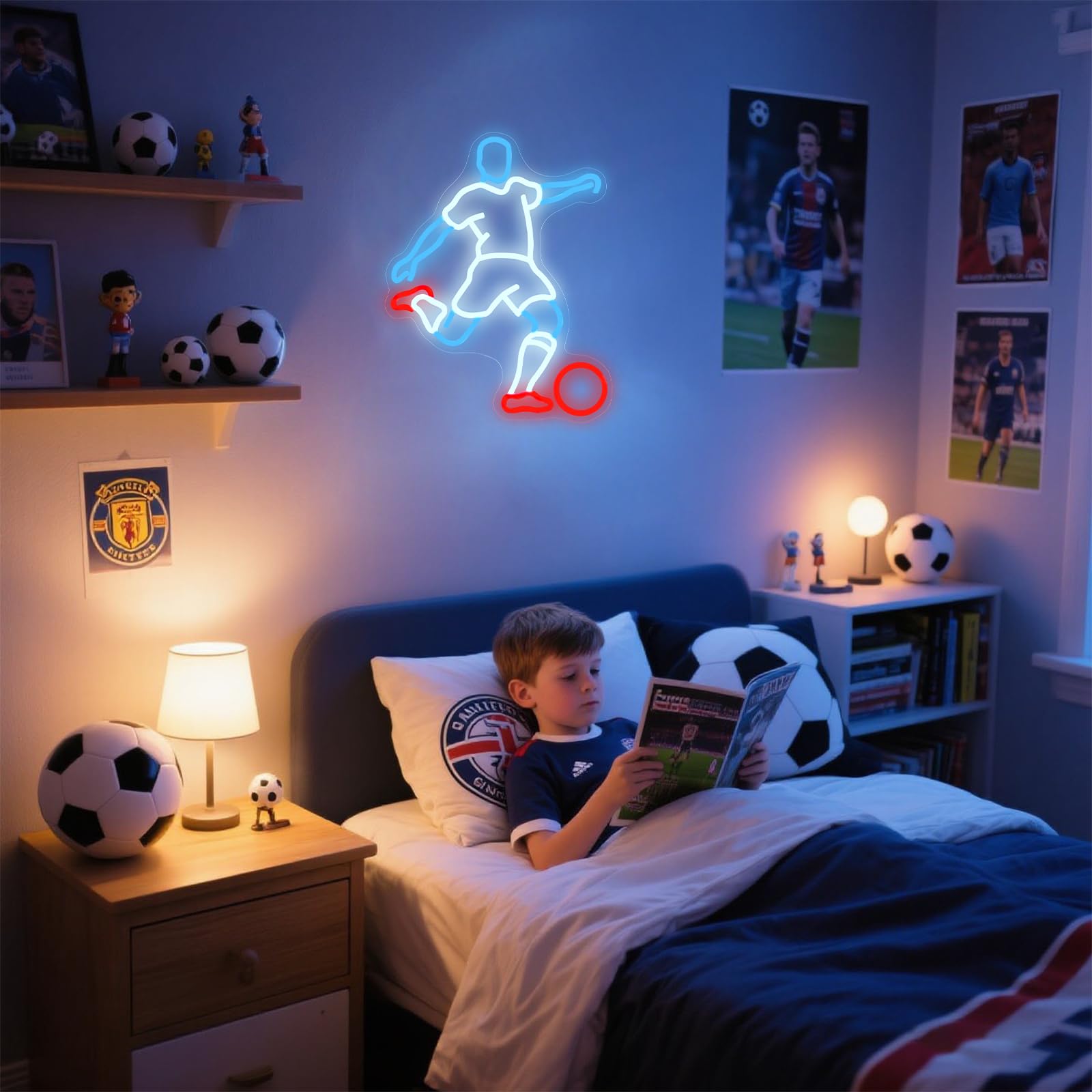 Football Player Neon Light Sign, Adjustable LED Night Light for Bedrooms Man Cave Decor, Football Party Decorations - Image 3