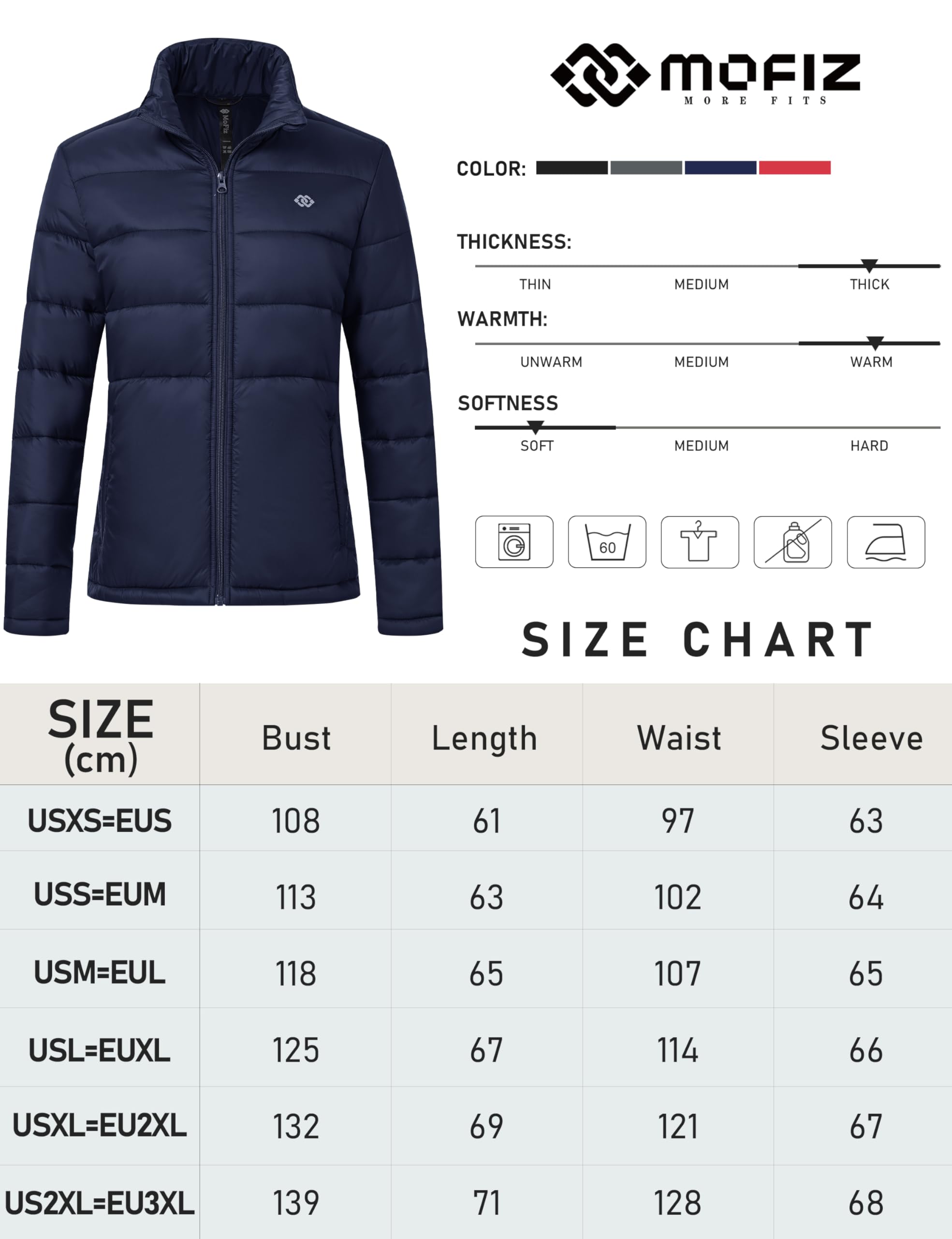 MoFiz Giacca termica da donna, con cappuccio, leggera, ibrida, da escursionismo, termica, calda, con cerniera completa, per l'inverno, l'autunno, la corsa