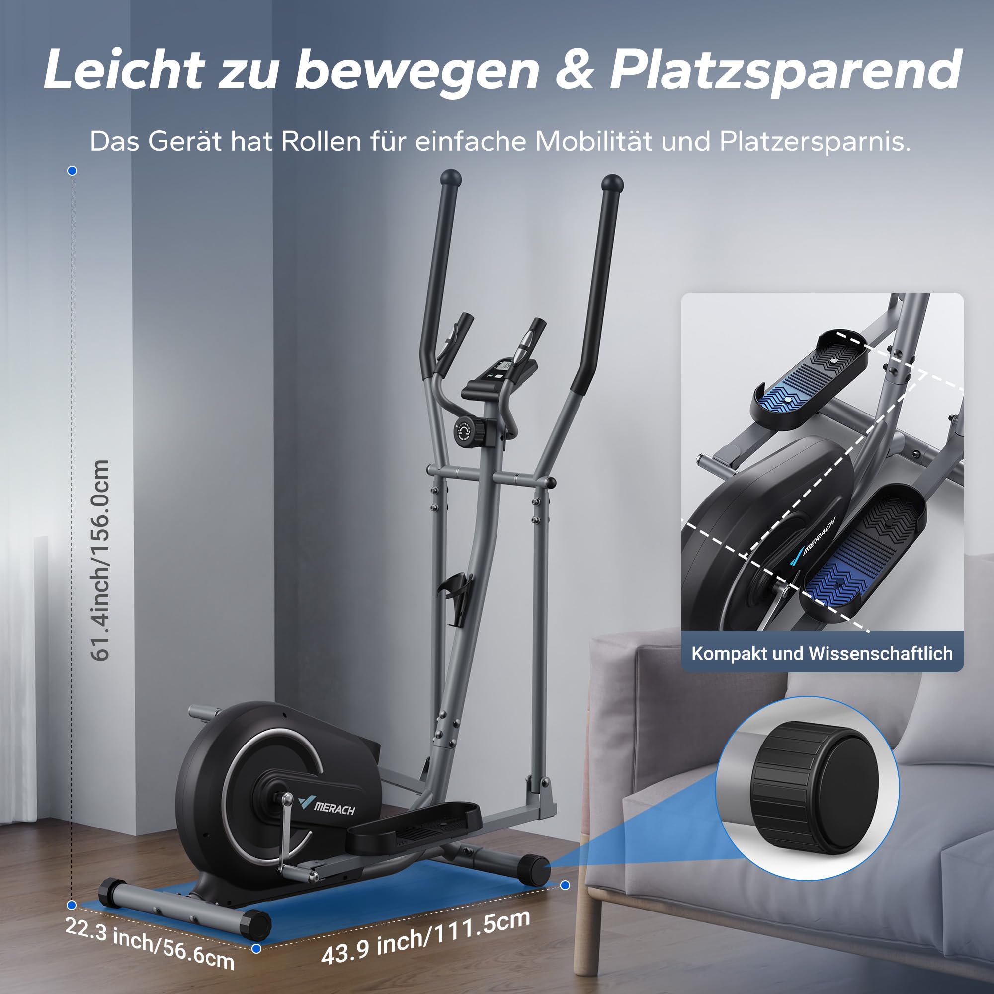 MERACH Crosstrainer Für Zuhause – Leiser Ellipsentrainer Mit 16 Magnetwiderständen, Pulsmessung, LCD-Display, Tablet-Halter, Bis 120 Kg, Platzsparend MERACH Crosstrainer Für Zuhause – Leiser Ellipsentrainer Mit 16 Magnetwiderständen, Pulsmessung, LCD-Display, Tablet-Halter, Bis 120 Kg, Platzsparend