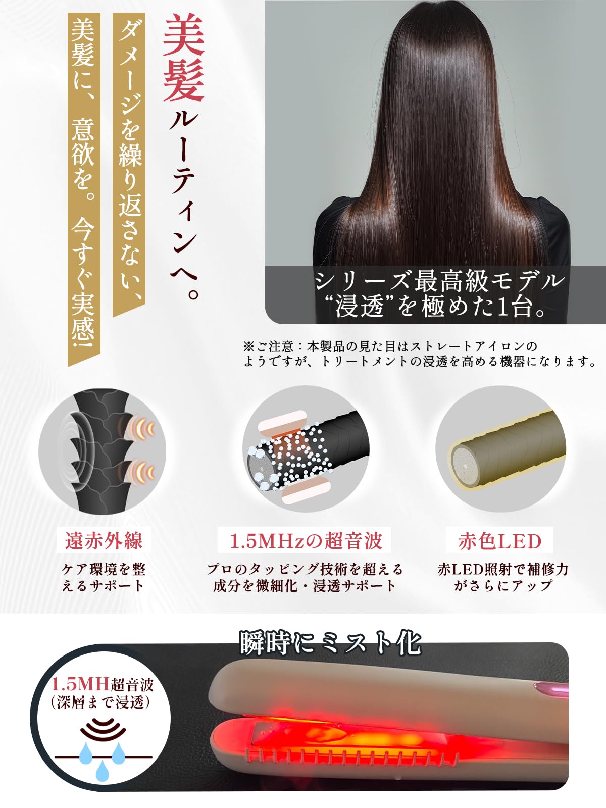 Amazon | Kiboer 超音波トリートメントアイロン 超音波 赤色LED 浸透