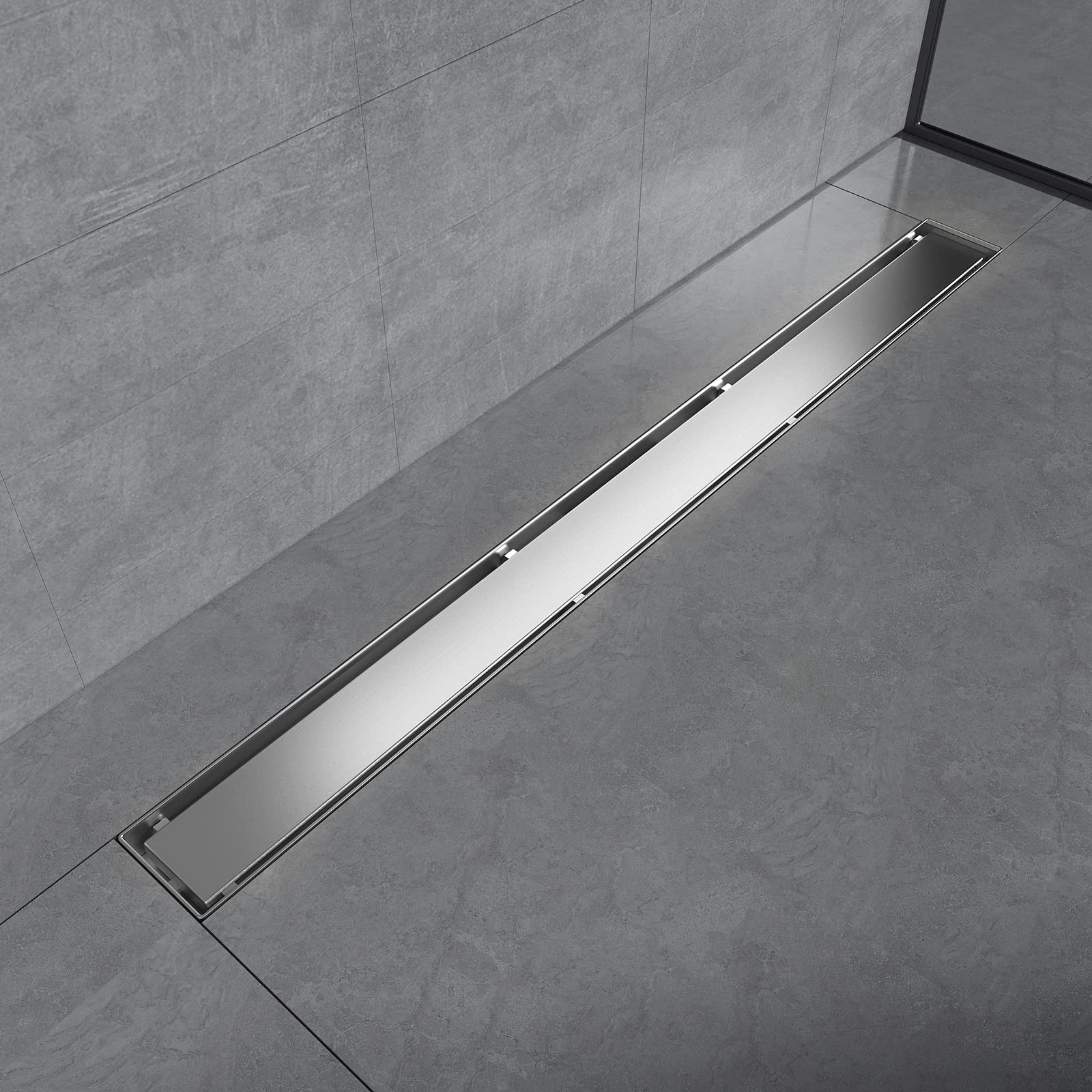 Caniveau de douche en acier inoxydable EMKE 80 cm plat avec finition haut de gamme durable