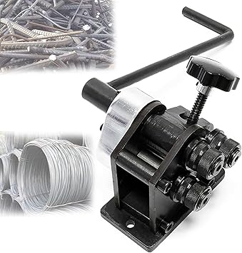 JOSBY 3 Inch Manual Roll Bender, Ring Roller Bender with 12.59in Handle, Minimum Roll Diameter 1.25", 1/4" Round Steel, 25x5mm Strip Iron Size, Roll Pipe Bending Machine Tool, for Construction Sites