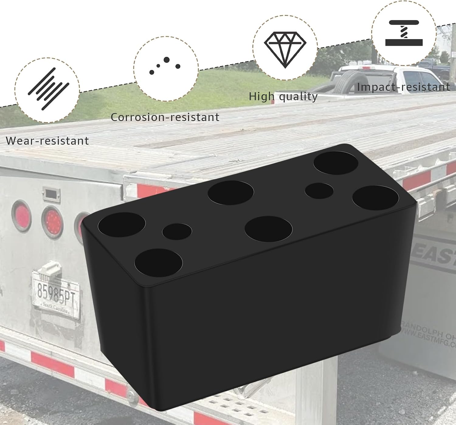 Rubber Bumper Blocks (2-Pack) - 6" x 3" x 3" Block Dock Buffers for Flatbed/Trailer/Truck/Reefer/Chassis