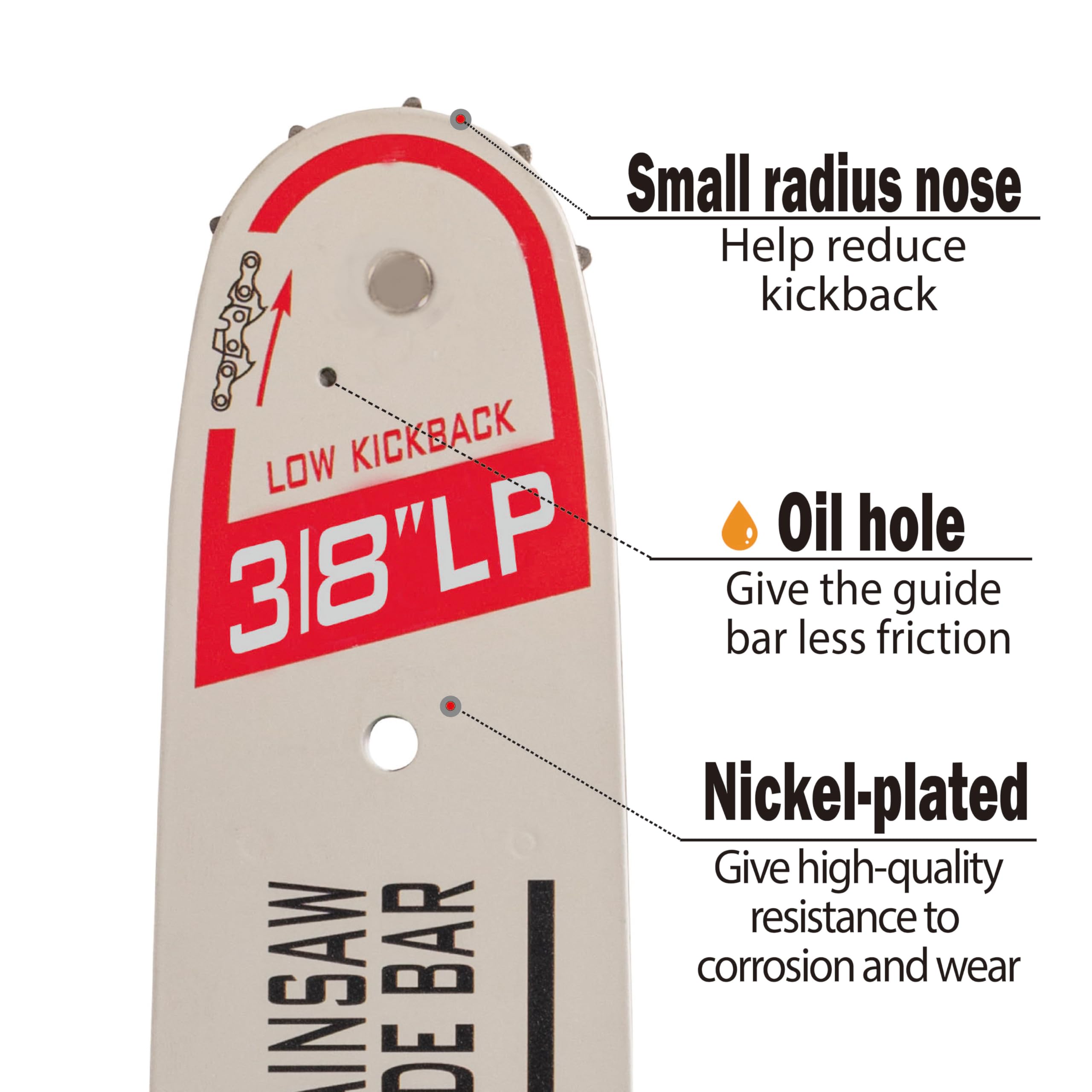 Cadena de 25,4 cm para 40 eslabones de transmisión de 3/8 pulgadas (AF10040BQ1L)