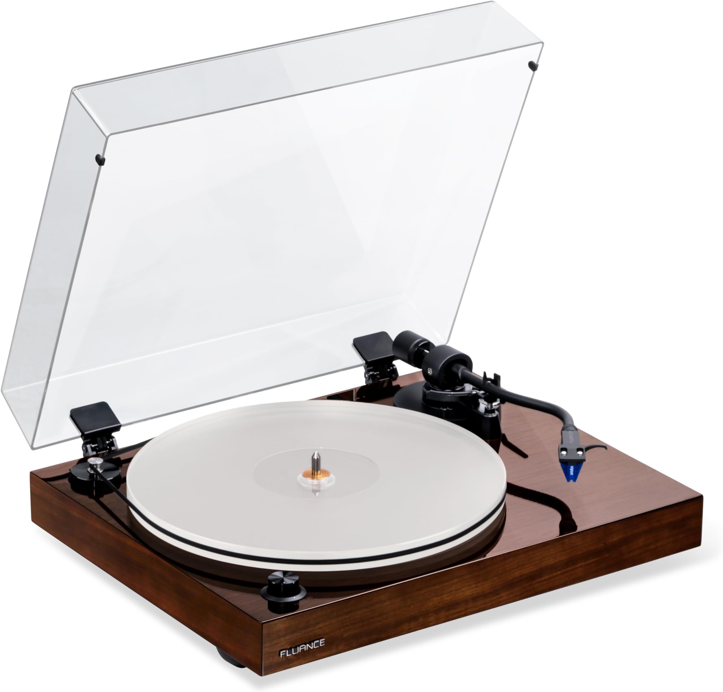 Fluance RT85 Reference High Fidelity Vinyl Turntable Record Player with Ortofon 2M Blue Cartridge, Acrylic Platter, Speed Control Motor, High Mass MDF Wood Plinth, Vibration Isolation Feet - Walnut
