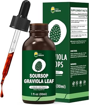 Organic Soursop Graviola Leaf Extract Liquid Drops | Pure Soursop Bitters Liquid for Immune Support | GMP Certified, Vegan, Non-GMO, Gluten Free | 1 Fl Oz