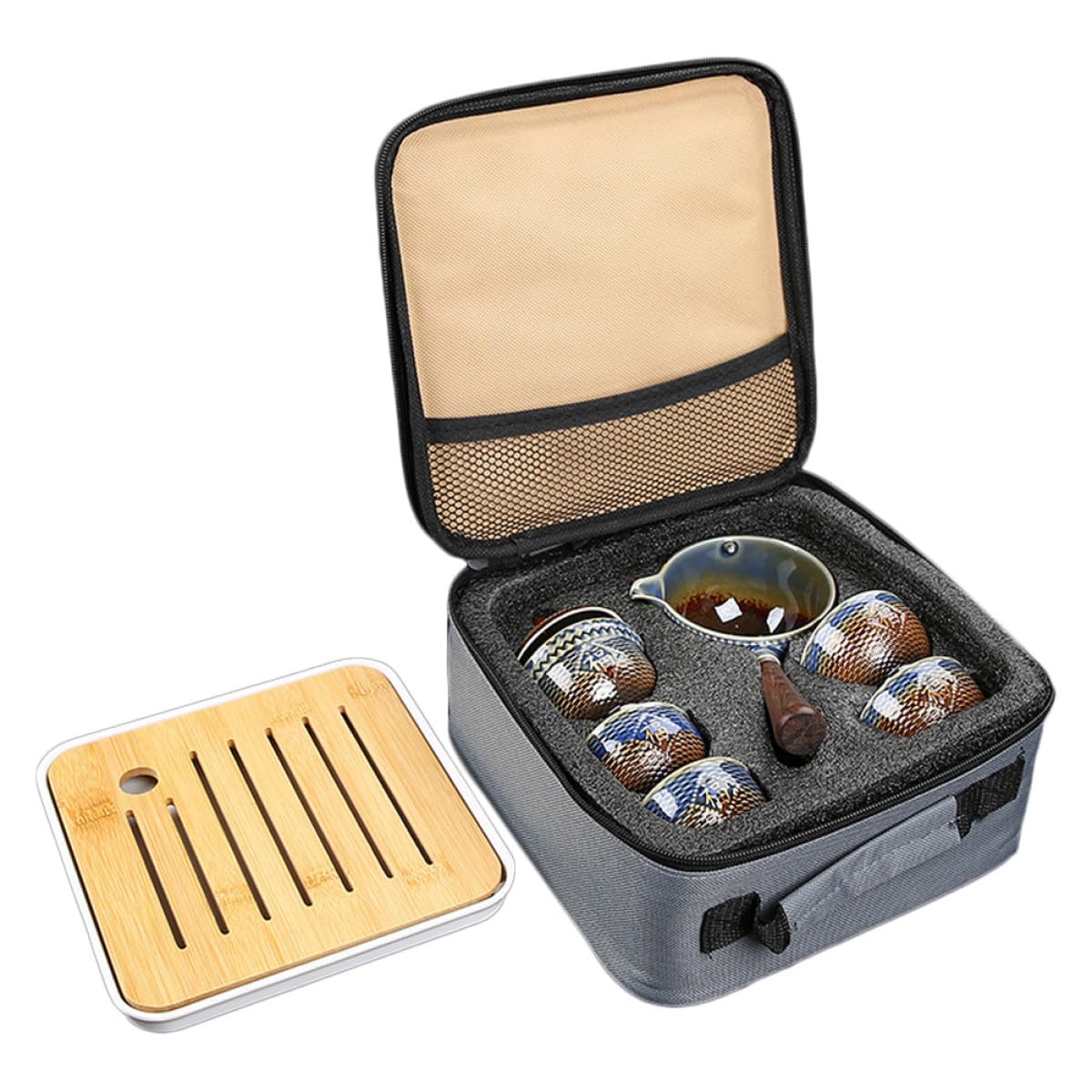 UKCOCO Juego de Té y Regalo Portátil de Cerámica Tetera Giratoria y Diseño Elegante para Viajes Ideal para Aficionados al Té