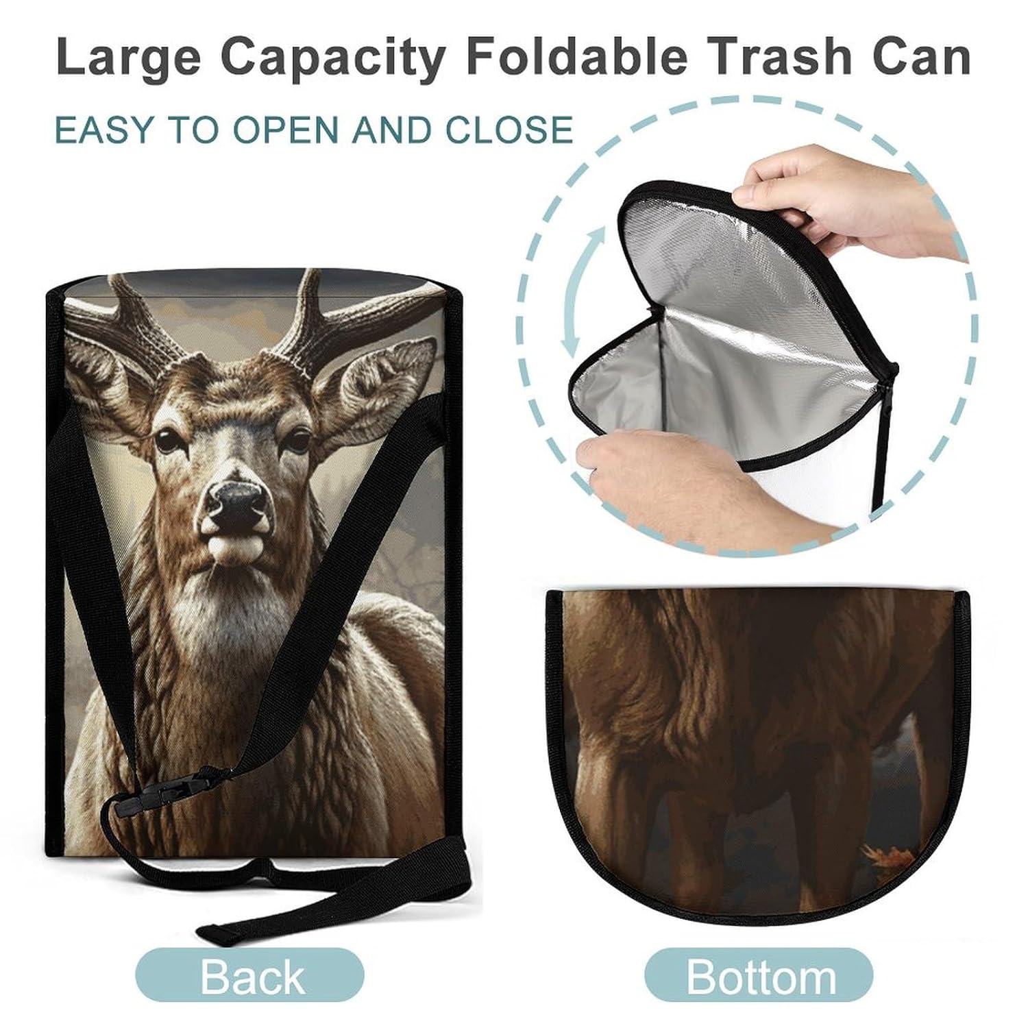 Hanging Car Trash Bag Protable Trash Can Deer Hunting Season Waterproof Garbage Bin for Car