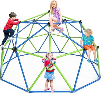 GIKPAL Climbing Dome, 10FT Dome Climber for Kids 3 to 10 Outdoor Play Equipment, Supports Up to 1000lbs Jungle Gym, Anti-Rust, Easy Assembly, Blue+Green