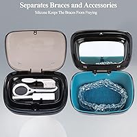 Vista 7 de Estuche de alineador de doble capa con espejo, estuche de retenedor con herramienta removedora y cepillo de limpieza con orificios de ventilación