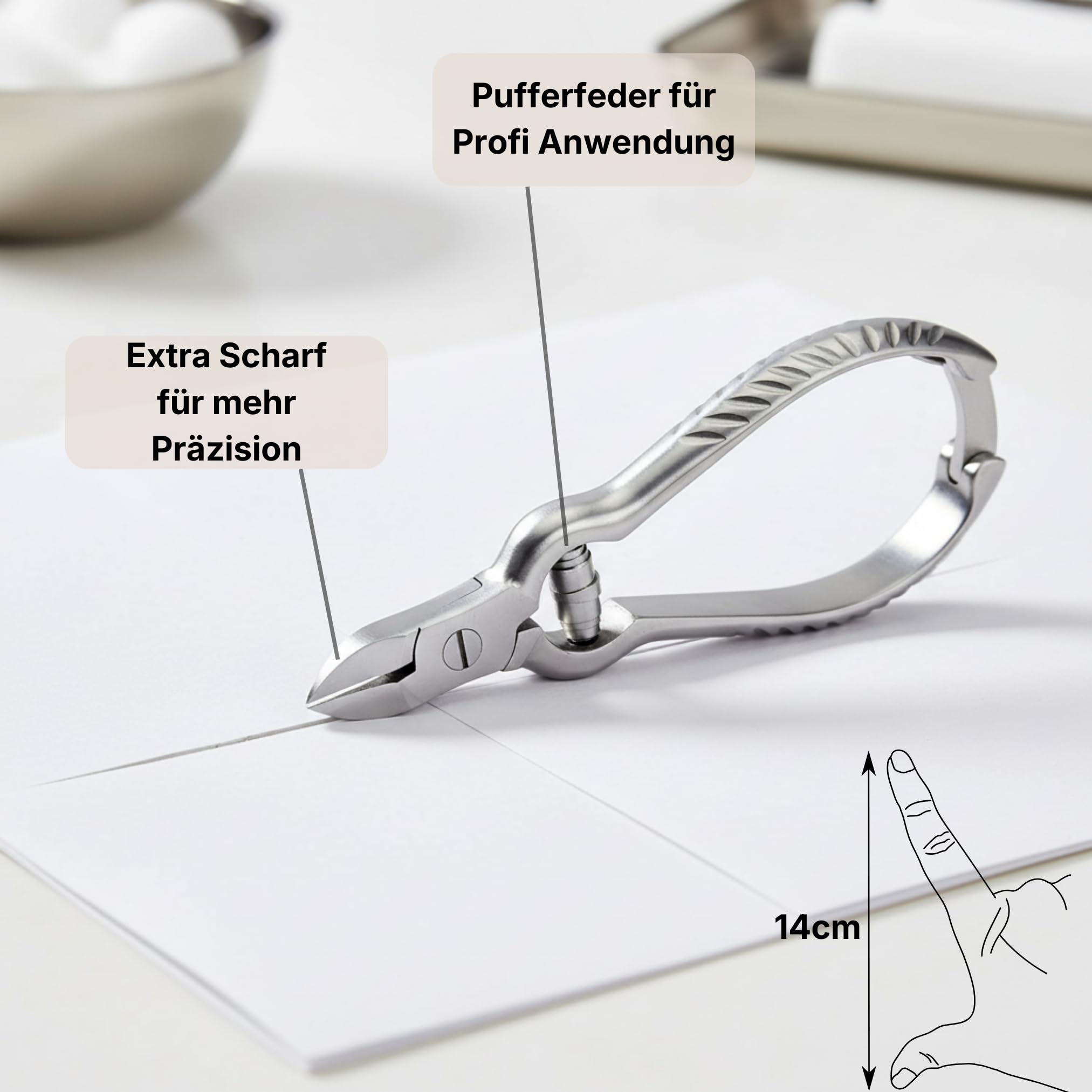 Masako Nagelzange für dicke Fußnägel Edelstahl 14 cm – Profi Fußnagelzange aus Edelstahl & rutschfestem Griff | extra scharf, rostfrei, langlebig – für harte Zehennägel, professionelle Qualität