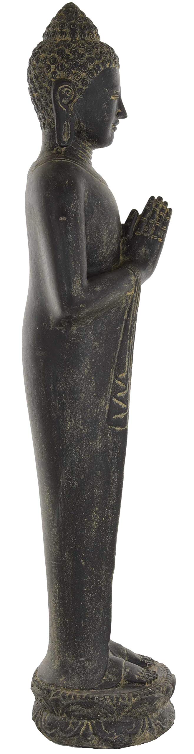 korb.outlet Duża modląca figura buddyjska odlew kamienny/stojąca budda kamienna 150 cm, figura kamienna/rzeźba do domu i ogrodu