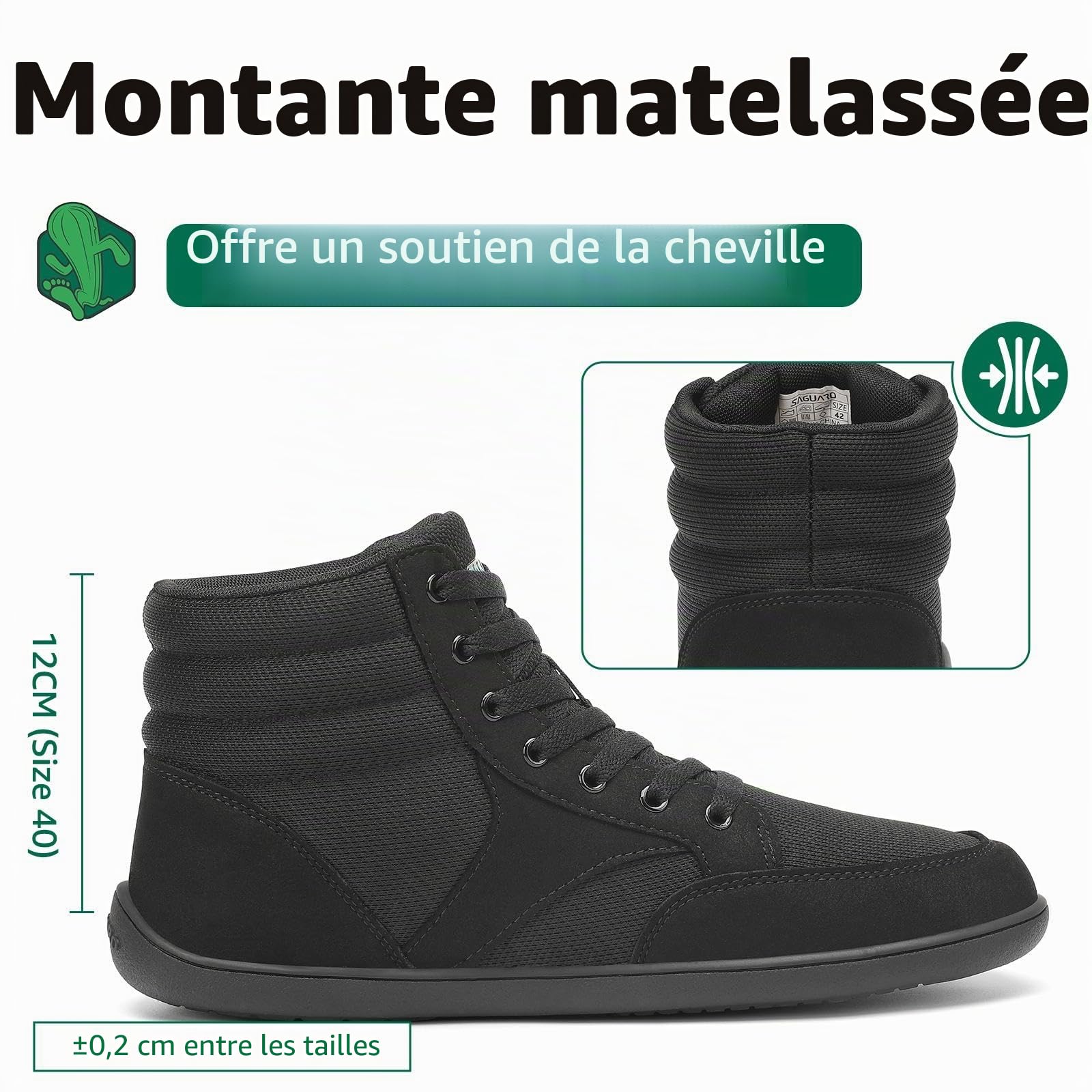 SAGUARO Chaussures Barefoot Montantes Unisexe | Pied Nus | Pieds Larges, Gr.36-48