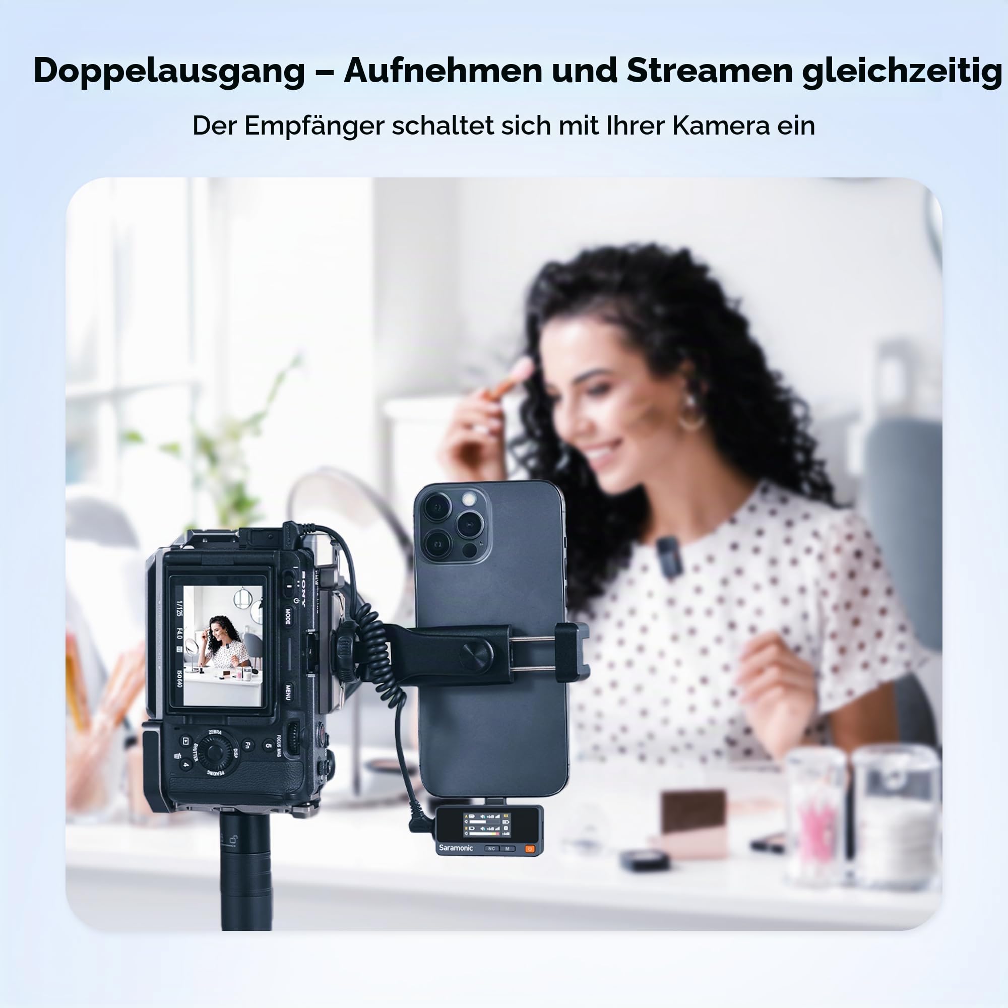 Saramonic Air Wirelss Lavalier Mikrofon Handy (2 Sender, 1 USB-C Empfänger, Ladeschale), 48H Akku, Mini ansteckmikrofon für iPhone - Android YouTube, TikTok, Vlog, Livestream, Interview
