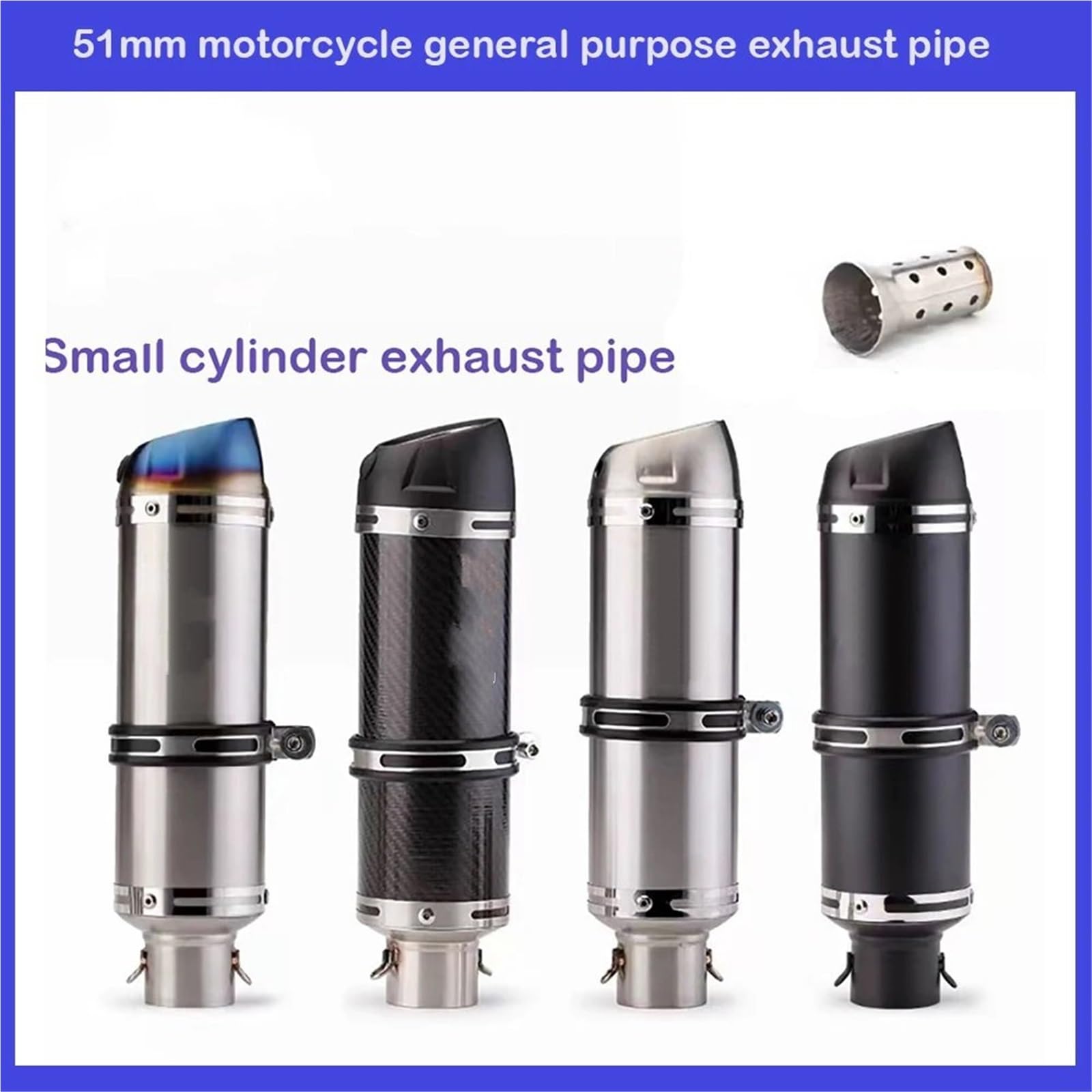 Para Z1000 para Z900 GSR600 FZ6N R1 R6 R3 51mm tubo silenciador escape para Tubo de Escape moto Tubo Escape(Type D with Laser)