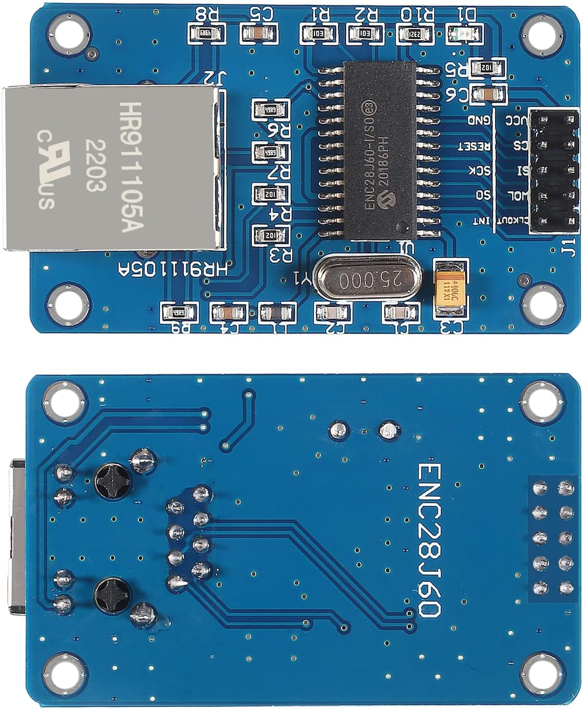 ENC28J60 Ethernet Network Module with HanRun HR911105A Port and 25MHz Crystal for UNO Rduino Compatible Microcontrollers TCP/IP Interface Internet Connectivity-image-8